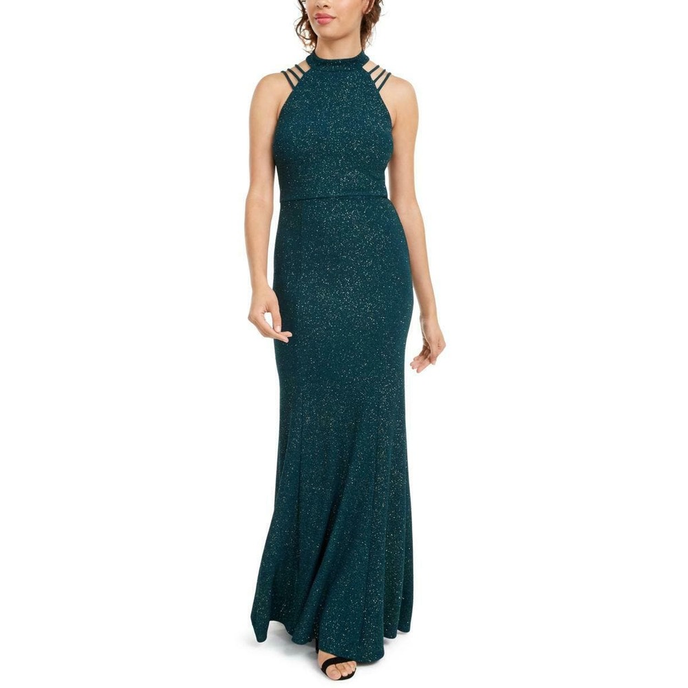 CITY STUDIO Sparkle Knit Emerald Green Formal Gown Maxi Prom Cocktail Dress